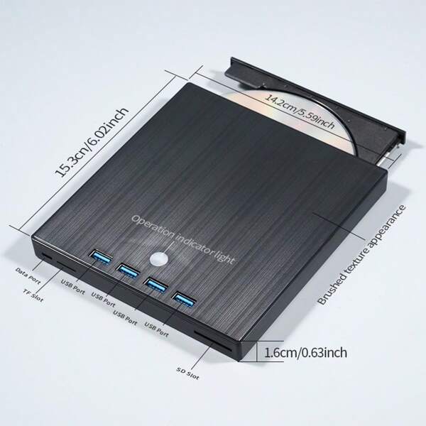 7-in-1 Multifunktions/Externe Abspielen/Lesen/Schreiben Laufwerk USB C tragbare CD/DVD+/-RW Laufwerk/DVD-Player, USB 3.0 USB C Hub DVD CD Brenner, kompatibel mit Laptops, Desktops, All-in-One Computern, mobile optische Laufwerke, externe Brenner, Computer optische Laufwerke