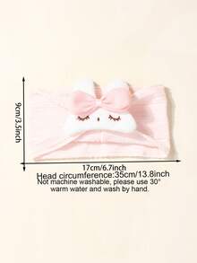 1 pieza Conjunto de diadema con orejas de conejo adorables y 1 pieza de calcetines antideslizantes para bebé para uso diario, ideal para el Día de San Valentín - Rosa Pálido - Ver 2