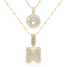 Dainty Bubble Initials Balloon Letter Necklace Set For Women Double-Layer Rock Initials Letter Necklace Set Synthetic Cubic Zirconia Micro-Inlaid Crown Letter Diy English
