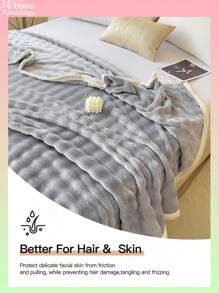 1 pieza Manta suave con borde de felpa de microporo de color gris claro, manta felpuda de franela cálida para niños, niñas, estudiantes, hogar, oficina, dormitorio, viajes y camping, para todas las estaciones