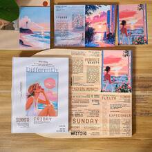 1 本 20 件旅行梦想记录系列贴纸书，女孩 PET 模切贴纸书，梦幻主题日记 DIY 装饰，回到学校