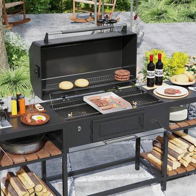 YARDIN Edelstahl-Grillpfanne mit flachem Boden | Grillpfannengröße: 20 x 30 x 4 cm / 30 x 40 x 4 cm / 30 x 45 x 4 cm, mit Ölauffangrinne | Universelles Grillzubehör | Geeignet für Gasgrills, Holzkohlegrills und Grillwagen | Enthält 2 Grillspatel
