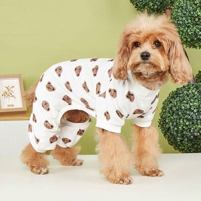 1pc Comfortable Polyester Four-Legged Pet Clothing, Pajamas, Loungewear, Suitable For Small Pets Like Cats And Dogs, Suitable For All Seasons (Not Suitable For Large Dogs)
