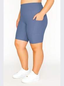 Bermuda Polyamide 3D Plus Size Women's Leggings With Functional Pocket Fitness Fashion For Gym Workout