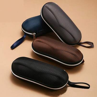 Estuche protector para gafas con cremallera, estuche para gafas de concha de EVA resistente al impacto con paño de limpieza de microfibra separado, estuche de gafas de moda deportiva, bolsa portátil para gafas, estuche de gafas unisex con soporte y cordón