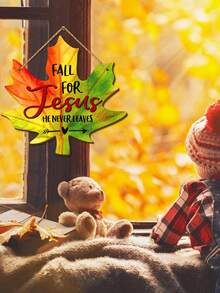 1 pièce / 120 pièces Plaque en bois décorative d'automne, pour Jésus, motif de feuilles d'érable d'automne. Couronne de porte, art mural, décoration d'automne pour la maison, la véranda, la porte pour l'Action de grâce. - Multicolore - Voir 3