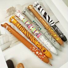 12 支可伸缩动物园主题可擦凝胶笔，可擦笔，一支笔，蓝色和红色两种颜色墨水笔，带橡皮擦，可爱笔，书写流畅，适合日记学校和办公用品返校礼物 - 12件/套 - 查看 7