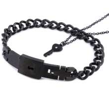 rongji jewelry 1 Set Pulsera y Collar de Pareja con Corazón y Candado de Acero de Titanio, Resistente al Desgaste, Regalo del Día de San Valentín, Mamá, Madre, Día de la Madre