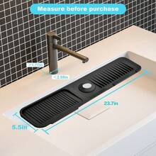 Local Shipping-5°Slope Kitchen Sink Splash Guard-Gray Silicone Faucet Mat Handle Drip Catcher Tray Behind Faucet With Soap Dispenser Hole-1pc Water Clear Gadgets For Sink Accessories 5 By 24inch Long Organizer - Black - View 10