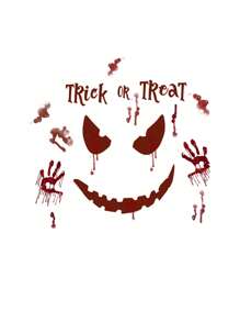 1 Set Halloween Bathroom Toilet Stickers, Holiday Horror Decor Stickers With Demonic Smile And Bloody Handprints, Self-Adhesive PVC Stickers For Room, Bedroom, Door, Wall, Toilet Lid, Suitable For Home, Bar Party, Restaurant Halloween Decoration Stickers, Seasonal Home Decor Stickers