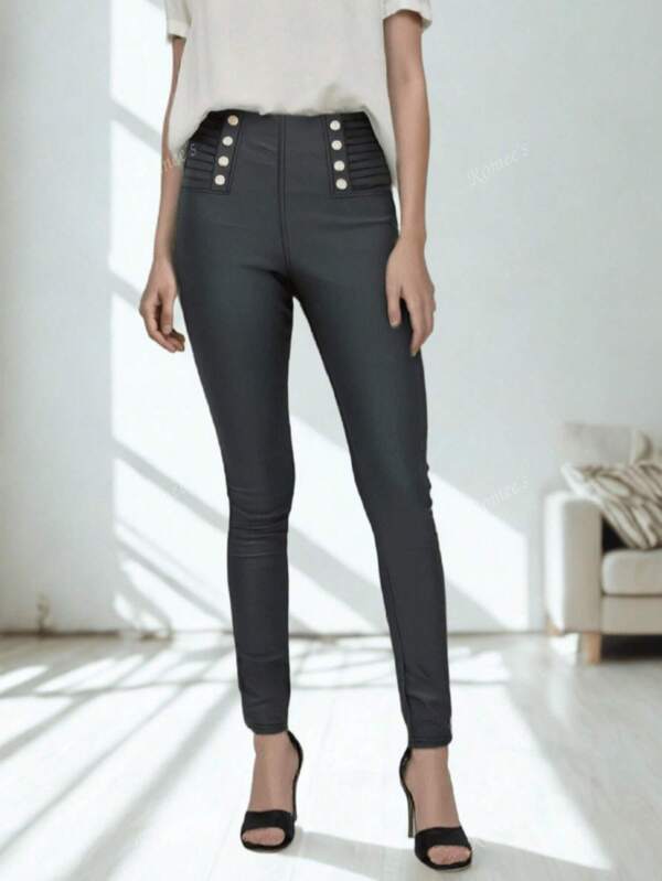 Dames effen casual legging met rits