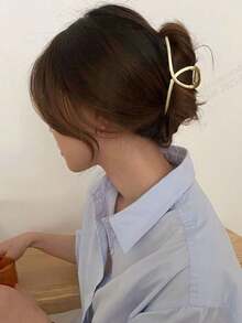 1 件女士发夹简约优雅金属夹大号发夹后脑勺新款盘发发夹头饰发夹发夹发夹，学校用品秋冬发饰女士度假装女士 - 金色 - 查看 3