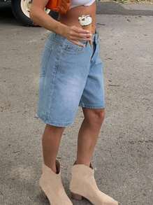 MYOURSA Summer Outfits Denim Bermuda Shorts Loose Fit