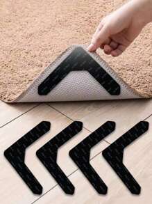 Set de 8 pegatinas cuadradas para alfombra, pegatinas antideslizantes para alfombras de entrada, fijadores de alfombra adhesivos no manchantes para el hogar, cinta para exteriores, pegatinas para pisos de madera, almohadilla antideslizante reutilizable