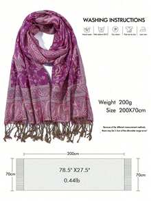 1 chiếc khăn choàng Jacquard họa tiết Paisley cổ điển phong cách Bohemian dành cho nữ, khăn choàng đa năng dùng để mặc hàng ngày cho trang phục - hồng - Xem 4