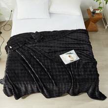 1pc Milk Plush Faux Fur Speckled Marble Pattern Blanket, Soft Warm Reversible Travel/Bed Throw Wrap For Living Room, Sofa, Bedroom, Dorm - Black - View 7