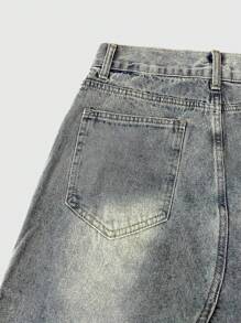 Herren Business Lässig Jeans mit abgerissenen Säumen und Fransen, verwaschen, einfaches Design, vielseitig einsetzbar, geeignet für alle Jahreszeiten, Knopf- und Reißverschluss, schmale gerade Beinform, Emo-Stil
