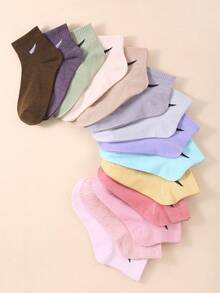 5/10/20双儿童随机色条纹斜跨薄款透气运动袜舒适百搭休闲亲肤适合1-14岁男童女童儿童成长袜