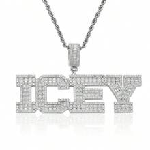 Dây chuyền mặt chữ vuông nhỏ đính đá Cubic Zirconia thời trang, đa năng, trang sức Zirconia bằng đồng dành cho nam giới. - Nhiều màu - Xem 12