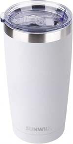 Travel Coffee Tumbler 20 Oz, Insulated Mug With Lid, Stainless Steel Cup For Hot And Cold Drinks, Powder Coated White - 白色 - 查看 1