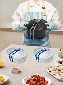 Silicone Universal Reusable Box Fixing Strap, Lid Latch The Reusable Universal Lid Securing Strap For Crockpots, Strong Grip, Easy To Use, Adjustable, , And Versatile Lid Fastening Solution, Perfect For Home, Office, And Outdoor Use, Make It Easy To Transport Your Favorite Dishes With One Simple Strap - Multicolor - View 6