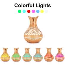Essential Oil Diffuser, Hollowed-Out Flower-Shaped Humidifier, Aroma Diffuser, Humidifier With LED Color-Changing Light, Automatic Off, Light Wood Grain, Suitable For Large Rooms, Bedrooms, Offices - YX288G - Xem 2