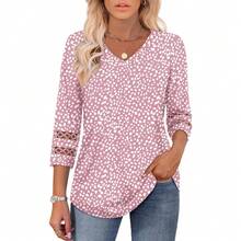 XIEERDUO 3/4 Length Sleeve Womens Tops Dressy Casual Blouses For Women 2025  V Neck T Shirts Summer Clothes - Z 粉紅點 - 查看 2