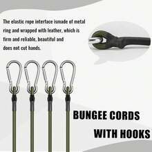 2/4/8/12 Pcs Heavy Duty Rubber Bungee Cords With Metal Hooks, 13.78 Inches - Black And Green, Ideal For Camping, Cargo, Bicycles, Outdoor Tents, Luggage Racks, Camping Gear | Rubber Straps | Metal Hook Straps