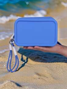 1 pieza Bolsa de cosméticos impermeable de gran capacidad de silicona con asa de transporte, bolso de playa para mujeres, organizador versátil de viaje para maquillaje, joyas y accesorios