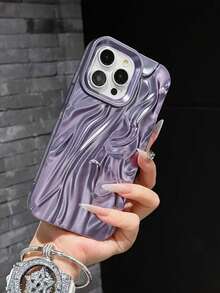 Fashionable Metallic Plated Crinkle Texture Mobile Phone Case Waterproof Shockproof Anti-Fall Scratch Resistant - Purple - View 3
