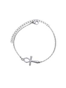 1pc Egyptian Ankh Cross Bracelet For Women Men 18k Gold Plated Stainless Steel Key Of Life Bracelet Handmade Religious Jewelry Gift