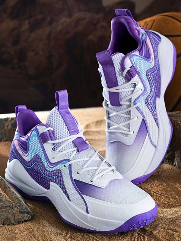 1 Paar Herren Basketball Mittelhoch-Schuhe, Lässig Sport Sneaker geeignet für alle Jahreszeiten, Neues Design 2025, bequem, weich, modisch, verschiedene Farben, für professionelle Spiele & Teamtraining, Muster
