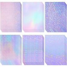 36 Sheets A4 Holographic Paper Sticker Transparent Waterproof Self Adhesive Film 11.X 8.3 Inches (Gem,, Colorful,) - Gem, Dot, Colorful, Star, Heart, Sand Star - 查看 1