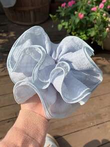 超大号褶皱发圈，法式发饰花朵，多色发圈，时尚大气的扎发绳，发饰。优雅简约的马尾辫发圈，家居卧室装饰 - 彩色 - 查看 3