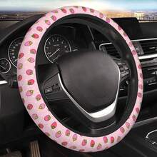 New Cute Strawberry Steering Wheel Cover 15 Inch For Women Men, Neoprene Anti-Slip Pink Car Steering Wheel Grip Wrap Car Accri Protective Case Cover For Vehicle Truck SUV - Suowers 均碼 - 查看 1