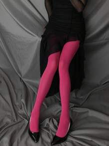 1 Pair Women's Solid Color Tights 80D, Soft Opaque Microfiber Tights