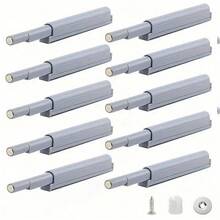 10pcs Easy-Install Magnetic Push Latches - Touch Release Cabinet & Drawer Catch, Polished Metal Finish For Kitchens, Furniture & Wardrobes