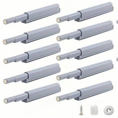 10pcs Easy Install Magnetic Push Button Door Locks - Touch Latch Cabinet & Drawer Locks, Polished Metal Surface, Suitable For Kitchen, Furniture And Wardrobe
