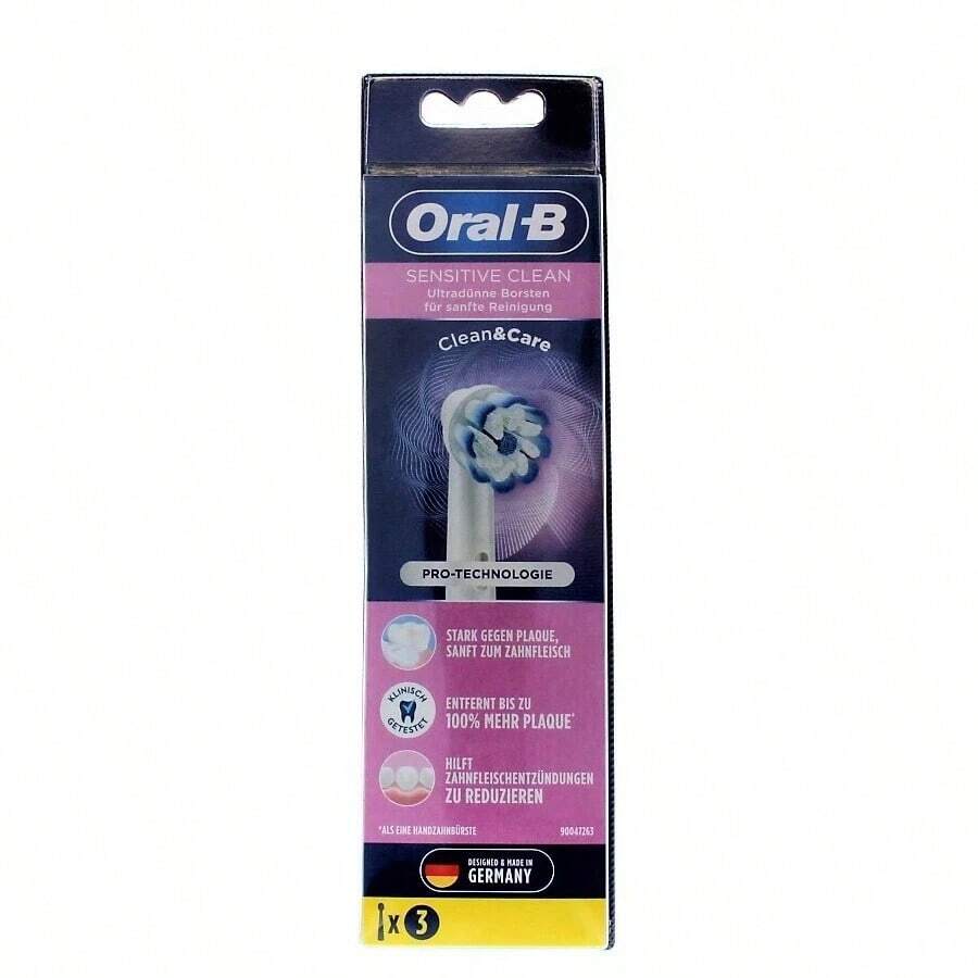 Oral-B Sensitive Clean Clean&Care Replacement Electric Brush Heads (3 Count) Advanced Bristle Technology For A Superior Deep Clean, Color-Fading Bristles Signal When To Replace, Compatible With Most Oral-B Handles, Ideal For Families, Long-Term Use, Travel, Or Gifting To Health-Conscious Loved Ones - Trong sáng - Xem 1