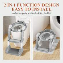 Potty Training Seat, Toddler Toilet Seat For Little Boys Girls, Potty Training Toilet With Urinals, Toddler Step Stool Ladder And Splash Guard (Gray)  2-IN-1 Potty Training Toilet Seat With Step Stool For Toddler, Stability Training Potty Seat For Kids Boys Girls With Splash Guard And Anti-Slip Pad, Adjustable Ladder & Potty Seat Height, Grey - Grey - View 2