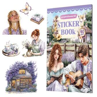 40 Sheets Kawaii Cute Stationery Stickers Manor Theme Scenic Sticker Book DIY Photo Frame Journal Handbook Picture Book Supplies School Supplies,Back To School