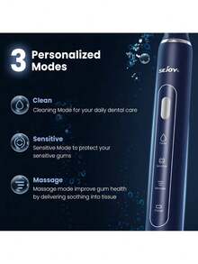 Sejoy Electric Toothbrush With 7 Brush Heads For Adults And Teens, 3 Personalized Modes With 2 Minutes Build In Smart Timer, IPX7 Waterproof,For Home And Travel - Blue - View 2