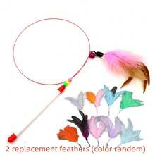 Interactive Feather Cat Teaser Stick, DIY Cat Teaser Toy Accessories, Cat Teaser Exercise Stick, Feather Replacement, Durable Plastic Fishing Rod Design, Brings Endless Fun And Exercise, Self Entertainment, Pet Collar, Battery Free Pet Toy, Suitable For Cats And Kittens To Play With, Equipped With Feathers, Bells, And Bendable Wires - Multicolor - View 15