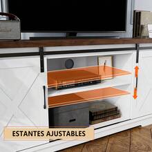 Mueble de TV Moderno 150 cm Centro de Entretenimiento Soporte para TV con Estantes de Almacenamiento y Puertas Corredizas,Mesa Consola de TV,Muebles Multimedia para Sala de Estar - Blanco - Ver 7