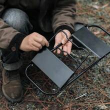 Outdoor Adjustable Height Expandable Grid Stove Rack, Portable Camping Folding Metal Table, Compact Design