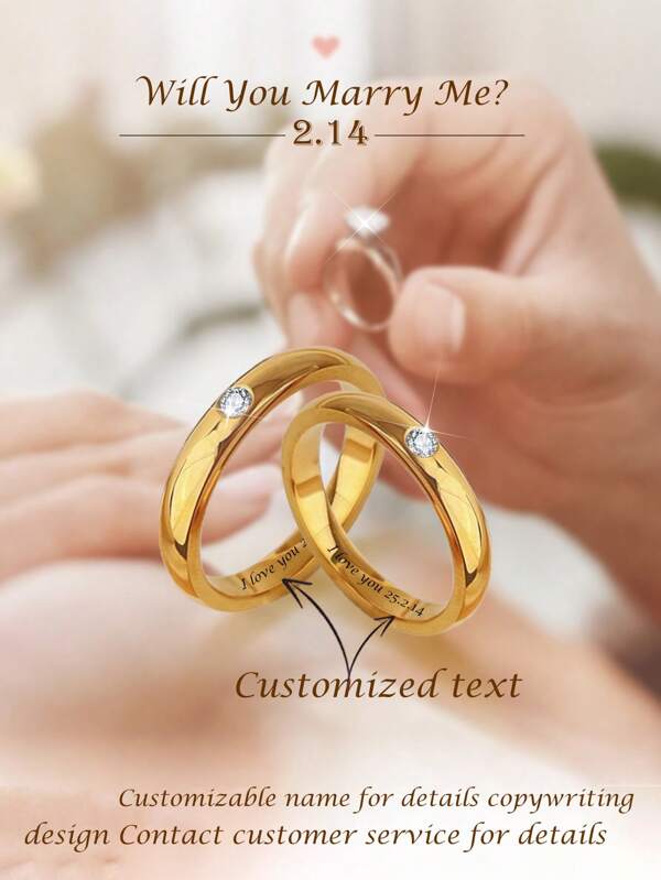 Customized Couple Rings, Suitable For Women & Men, Daily Wear, Stackable, Engagement Ring, Valentine's Day Gift, Personalized Jewelry Gift For Her & Him