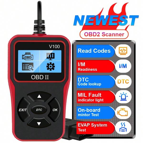 Herramienta de diagnóstico digital para automóviles Escáner OBD 2 Lector de código OBD2 OBDII EOBD V100 universal