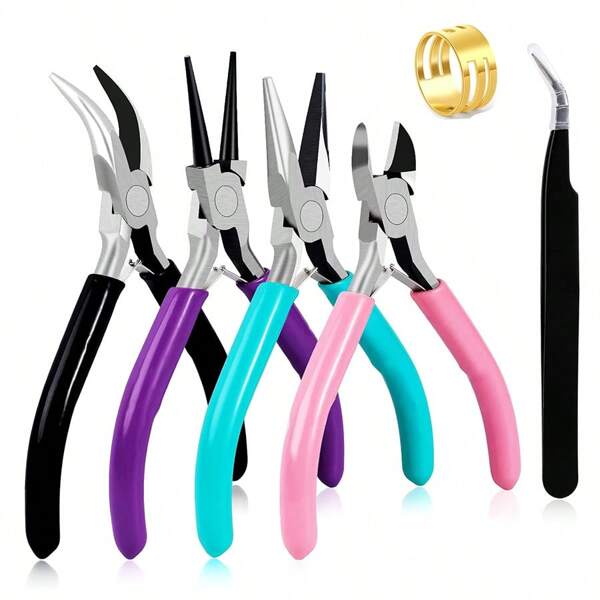 4 Packs Jewelry Pliers Jewelry Making Pliers Tools Kit With Needle Nose Pliers/Chain Nose Pliers, Round Nose Pliers, Bent Nose Pliers, Wire Cutters For Wire Wrapping Earring Craft Making Supplies