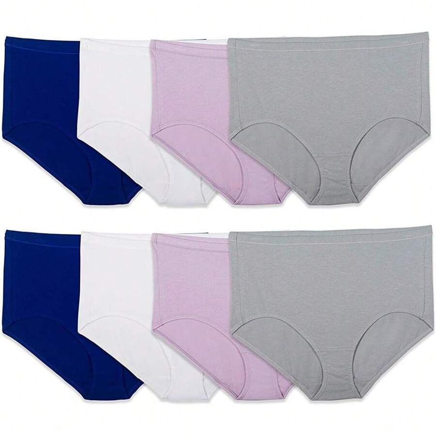 Fruit Of The Loom Women's Breathable Underwear, Moisture Wicking Keeps You Cool & Comfortable, Available In Plus Size - 棉質網眼 - 三角褲 - 8 件裝 - 顏色可能有所不同 - 查看 1