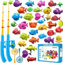 Magnetic Fishing Game Toys For Kids Toddlers 3-5 4-8, Water Table Bathtub Toys With Pole Rod Net Plastic Floating Fish, Water Bath Pool Outdoor Toys For Kids Toddlers Baby Age 3 4 5 6 7 8 Year Old